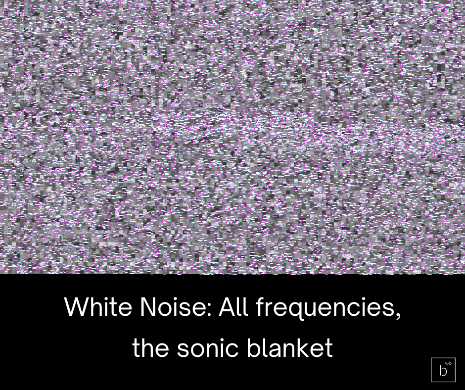 The sonic blanket of white noise creates a colorful soundscape for peaceful sleep and rest.
